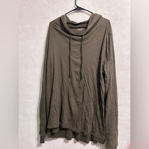 Vince double knit men’s pullover light weight hoodie stretch olive green XL - Picture 2 of 9